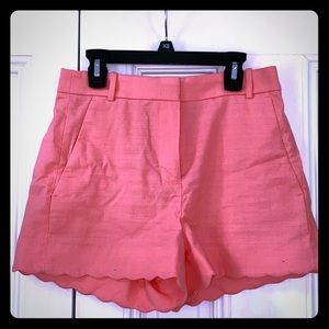 J. Crew Scalloped Hem Coral/Pink Shorts